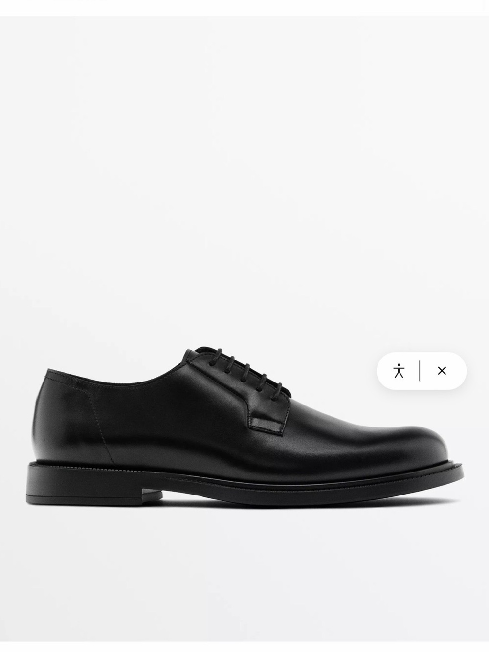 Massimo Dutti Men’s Black Leather Derby Shoes